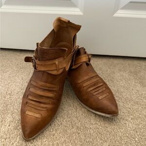 Free People Brown Leather Ankle Boots